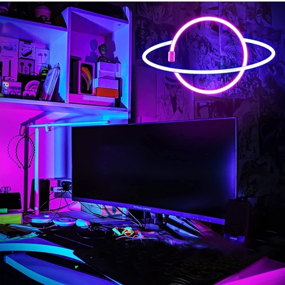 Galaxy Planet Neon Pink Universe/Galaxy/Outer Space Room/Dorm Science Cute Decor - Picture 3 of 6
